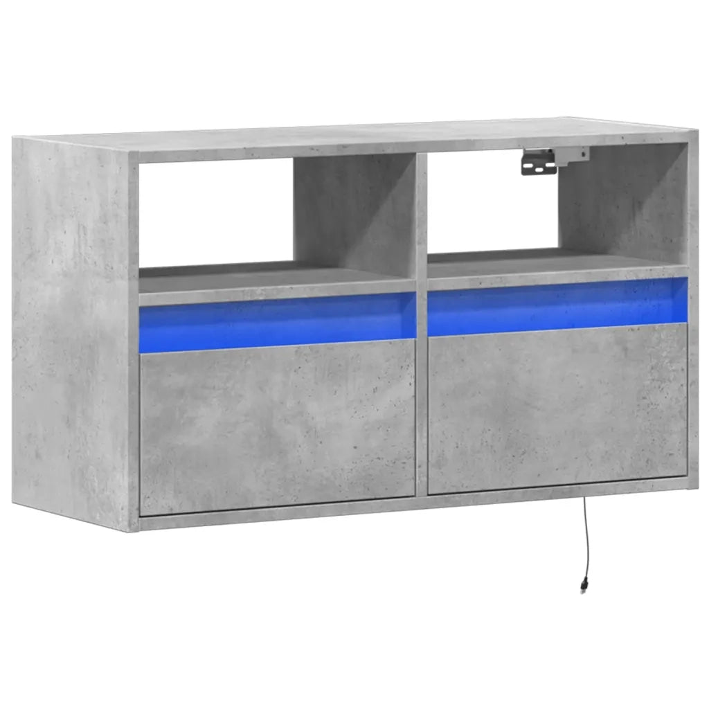 Mobile TV a Parete con Luci LED-Mobile TV a Muro Grigio Cemento 80x31x45 cm 554929