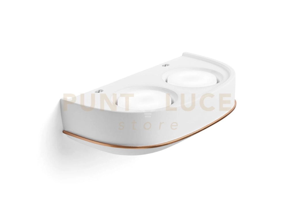 ELLADE Applique a parete 2 luci attacco GX53 in gesso bianco con rifinitura Rame