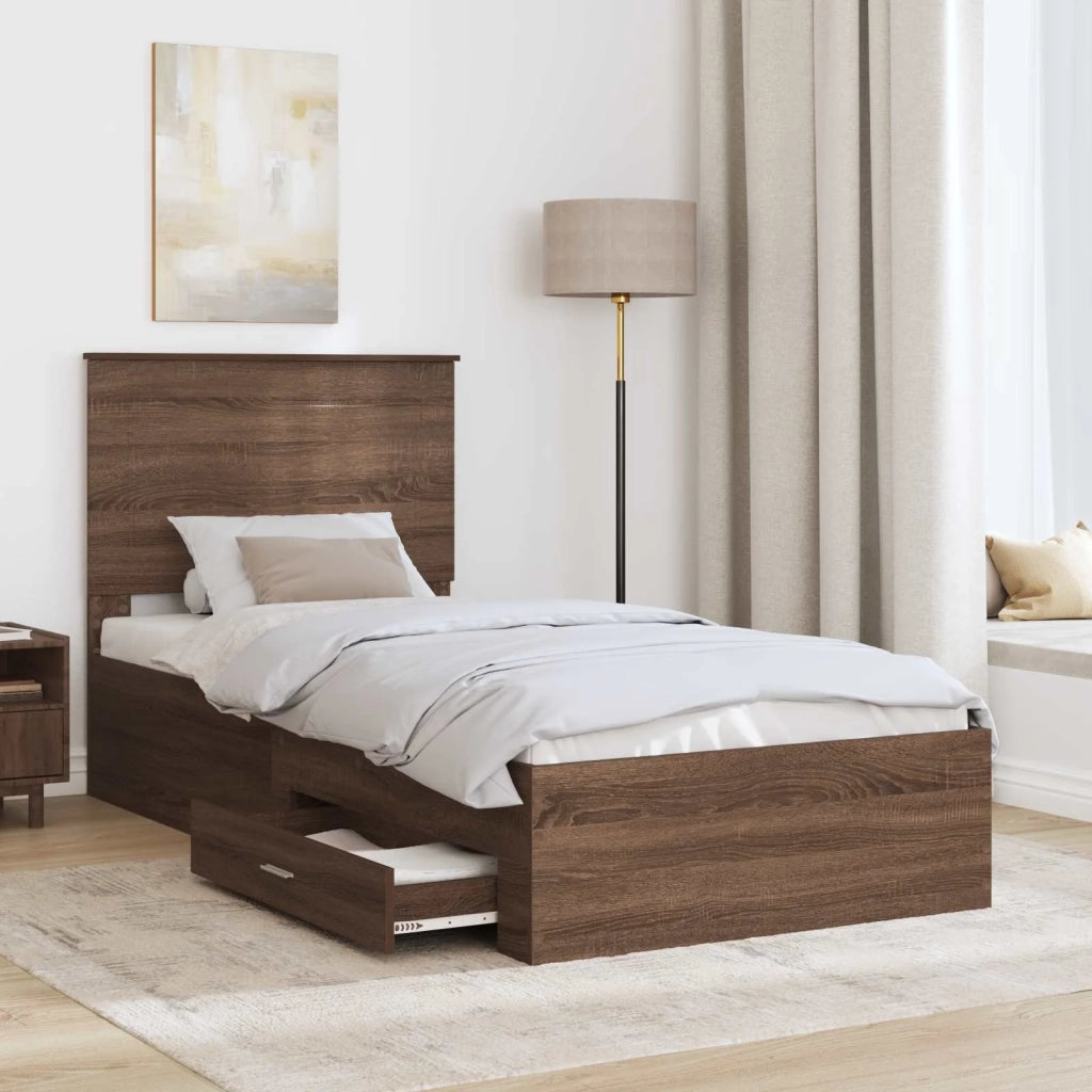 Struttura del letto Rovere Marrone e Argento 75 x 190 cm