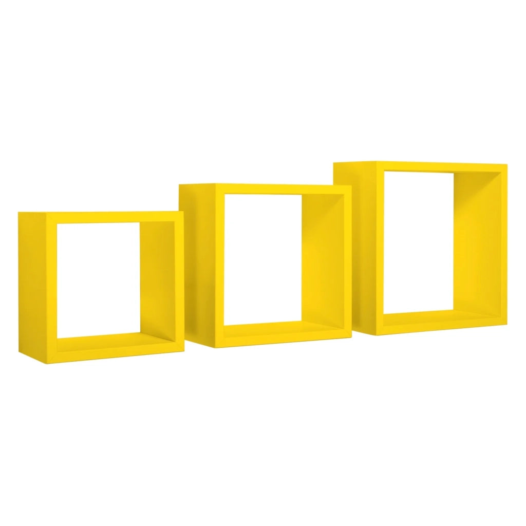 Mensole a cubo da parete set di 3 pz componibile colore Giallo mod. InCubo
