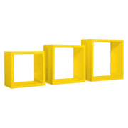 Mensole a cubo da parete set di 3 pz componibile colore Giallo mod. InCubo
