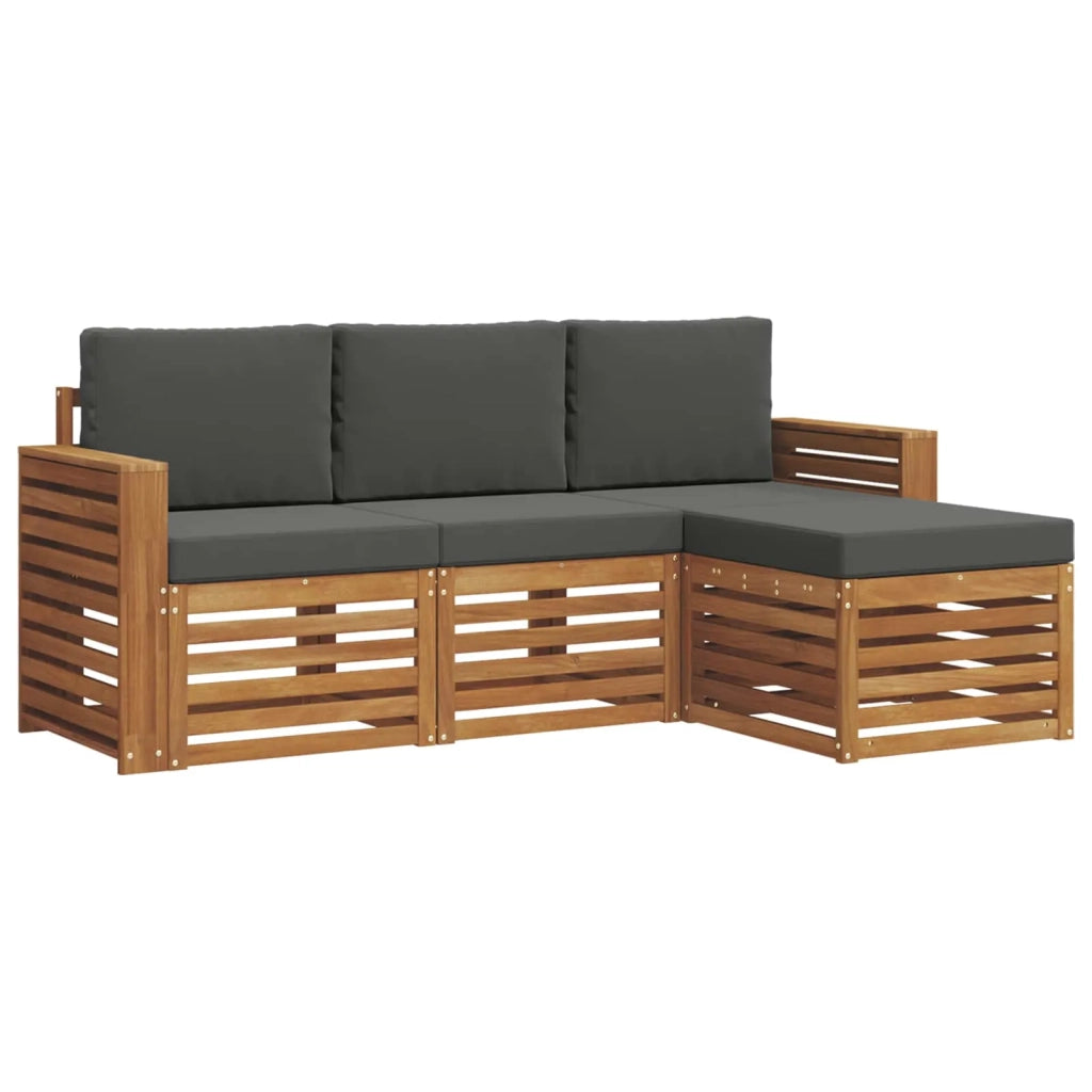 Set di divani da esterno con cuscino 4 pcs Naturale e Antracite