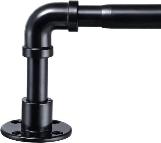 Maniglia industriale retrattile per tende da 81-216 cm in acciaio inox nero fissaggio al soffitto per camera da letto e soggiorno decorativo