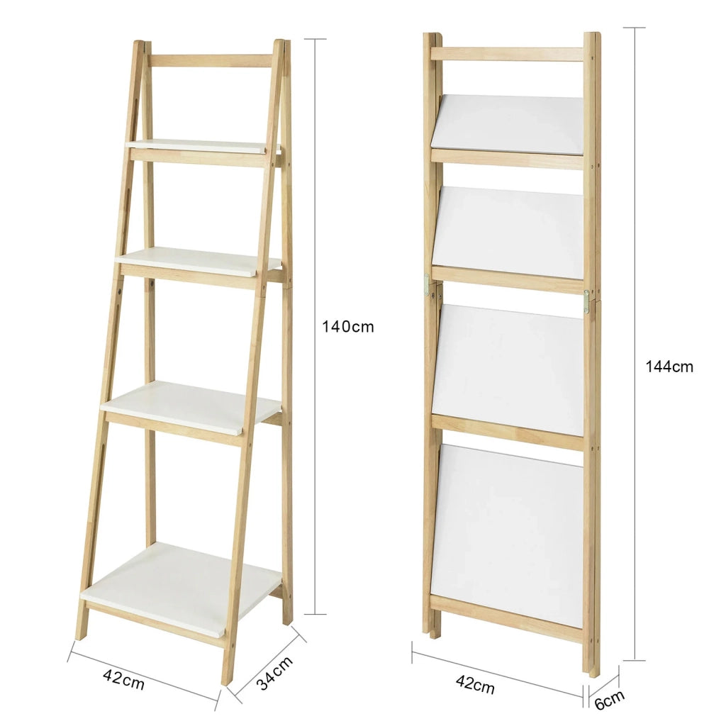 SoBuy Scaffale a scala,Libreria,Scaffale componibile,in legno di Hevea,pieghevole, FRG162-N,IT