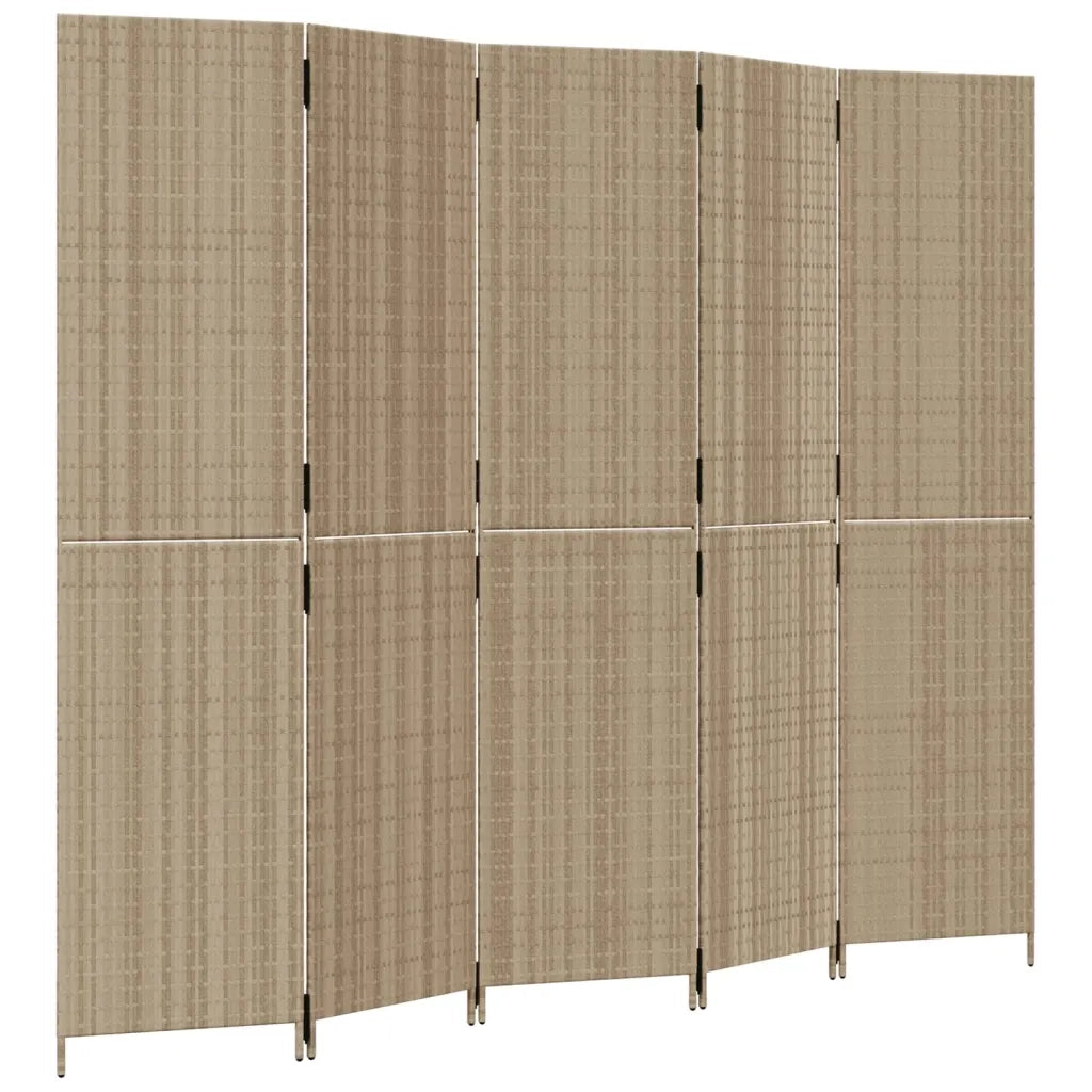 Divisorio per Ambienti a 5 Pannelli Beige in Polyrattancod mxl 109801