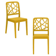Set 2 sedie in polipropilene PENELOPE, 100% MADE IN ITALY, impilabile, resistente ai raggi UV, design moderno, ideale per sala da pranzo, cucina, sala d’attesa, bar, ristoranti o giardino, colore Senape