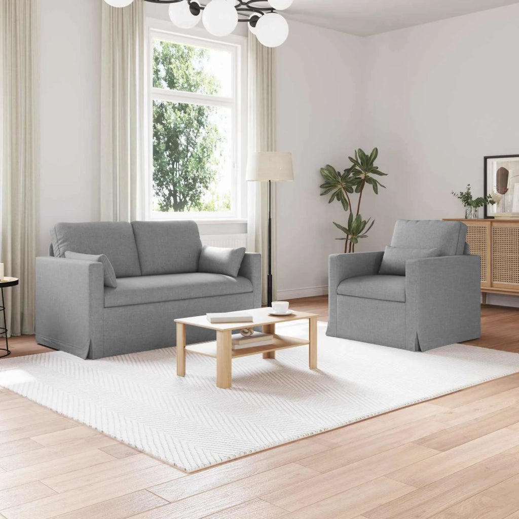 Set di divani 2 pcs Grigio chiaro 139 x 78 x 80 cm Tessuto
