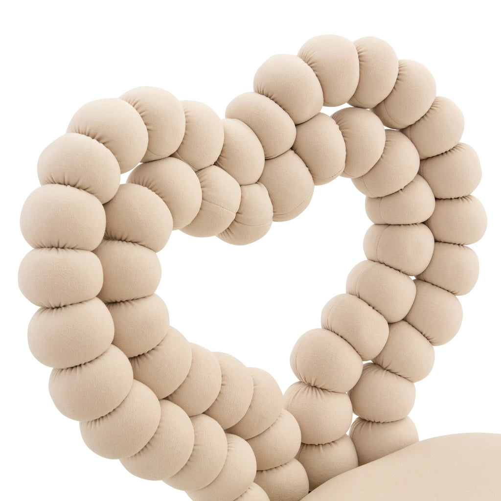Sedie da Pranzo in Velluto ¨C MINIMAL ¨C Set 2 Pezzi, Schienale a Cuore, Gambe Dorate in Metallo, Beige