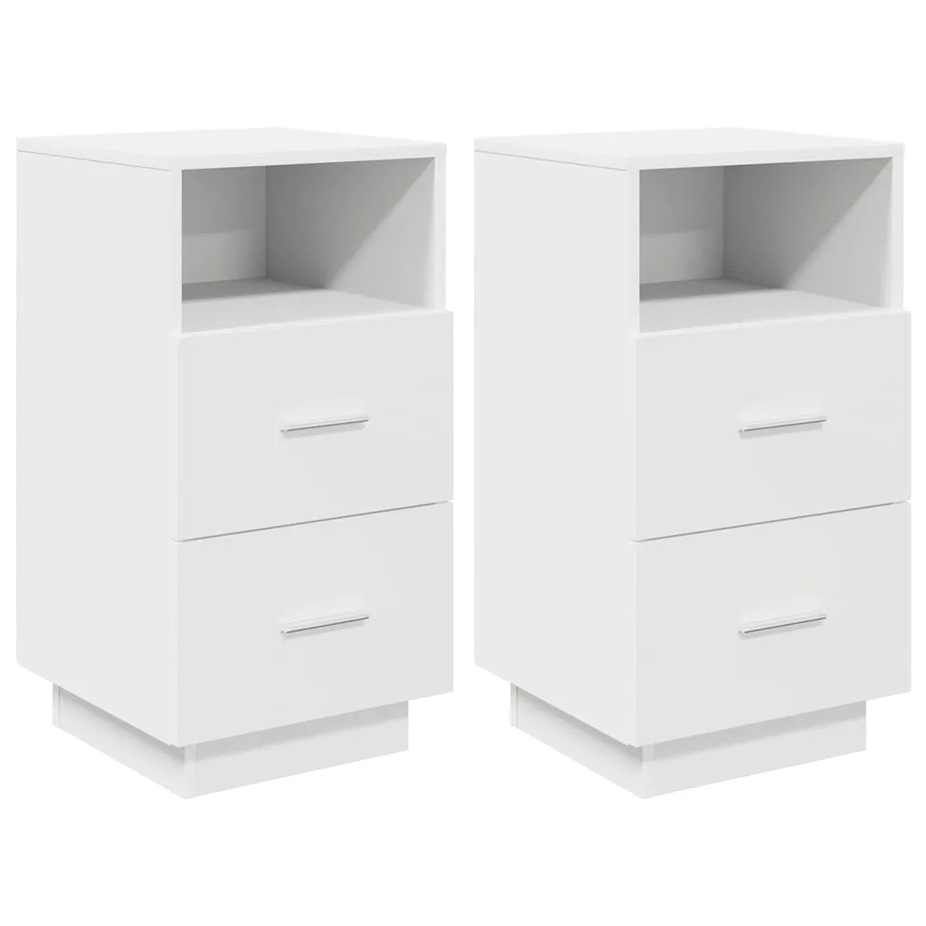 Comodini 2 pz con 2 Cassetti Bianchi 36x36x68 cm 858579