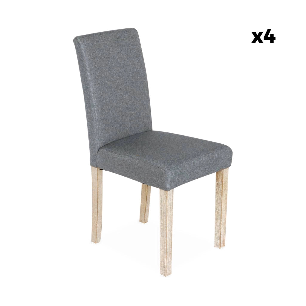 Set 4 sedie in tessuto con gambe in legno, grigio chiaro