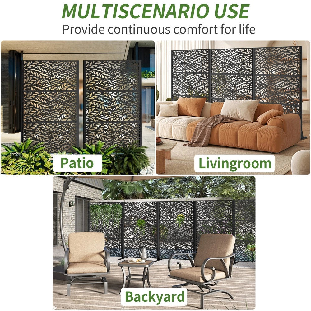 Pannello Divisorio da Giardino Freestanding ¨C Xylo ¨C Metallo, 183x116 cm, Balcone Patio
