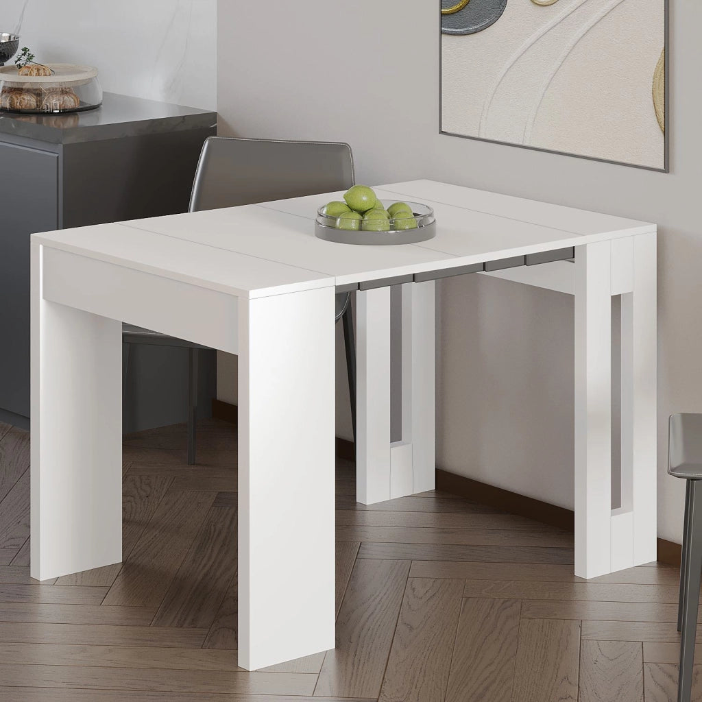 Tavolo da pranzo allungabile in legno "Nivo" - 80 x 44 x 76 cm - Bianco
