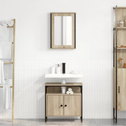 Set di Armadietti per Bagno a 2 Pezzi Rovere Ingegnerizzato