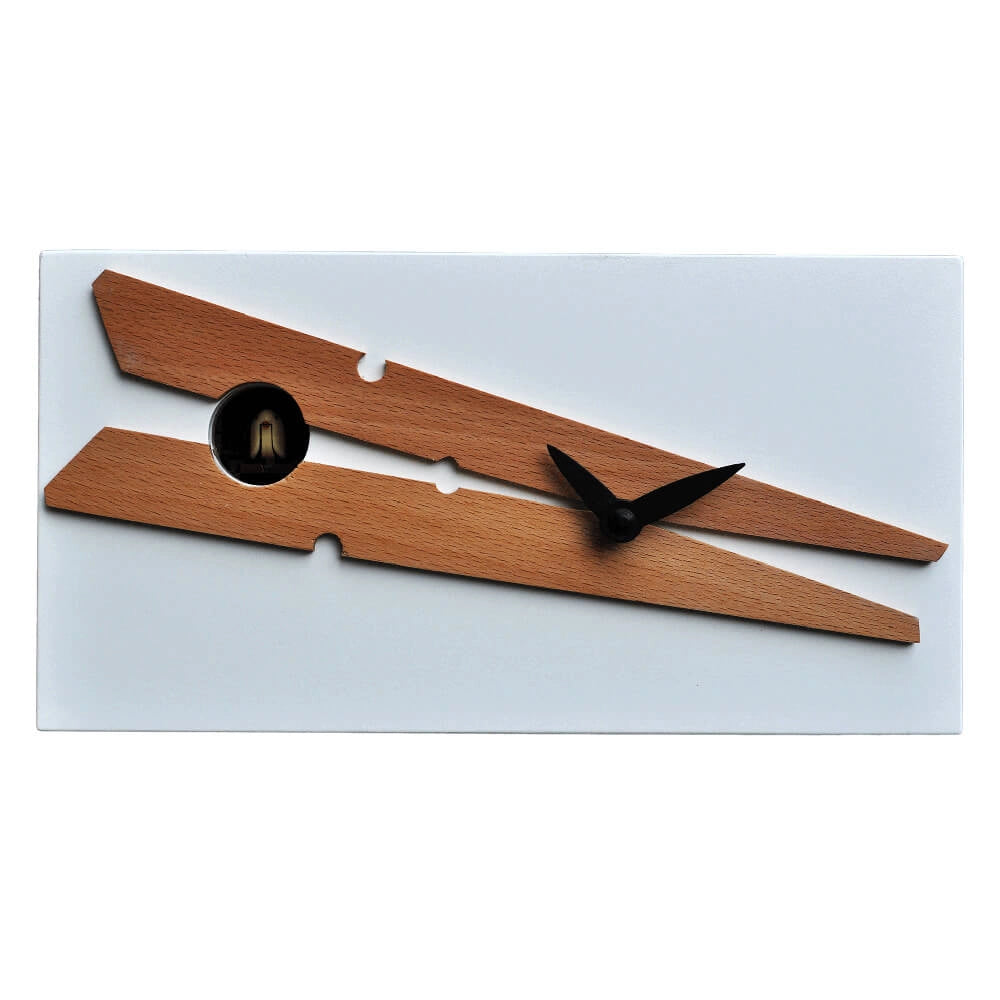 Orologio a Cucù da Parete e Appoggio 25X13X10Cm Pirondini Italia Molla Bianco