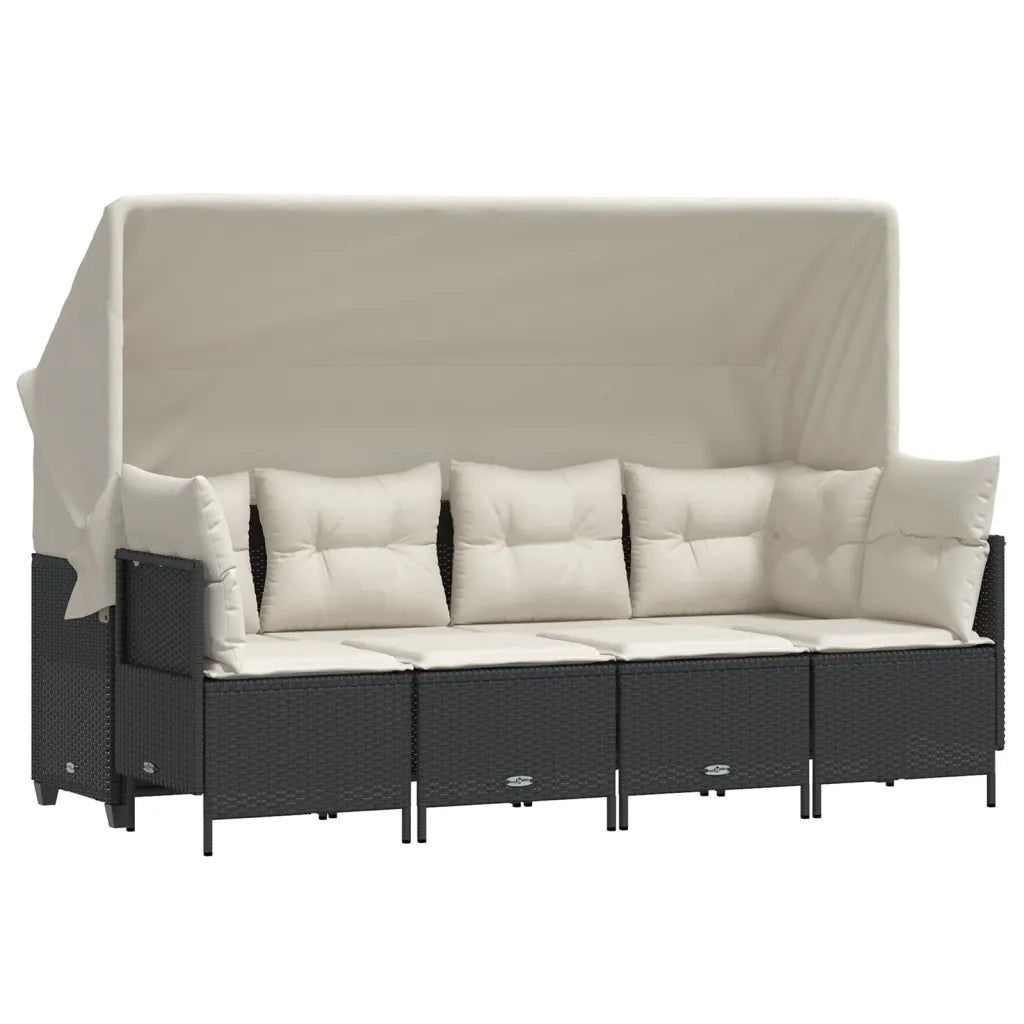Set Divani da Giardino 5 pz con Cuscini in Polyrattan Nero 3261527
