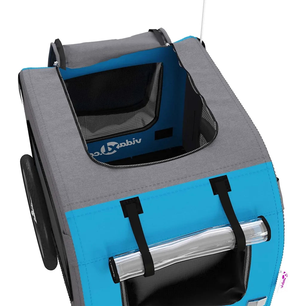 Rimorchio da Bici per Animali Blu e Grigio Oxford e Ferro CFW5399568