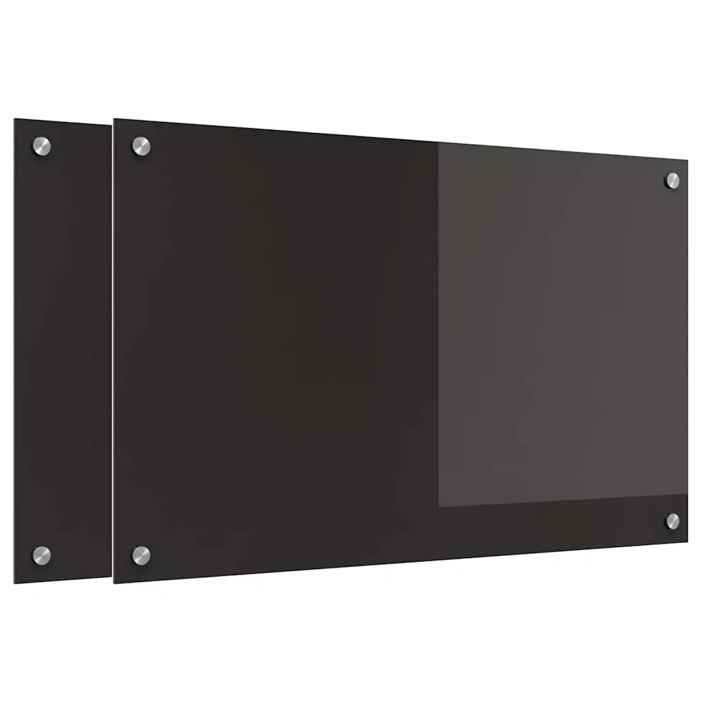 Schienale da cucina 2 pcs Nero 80 x 50 cm vetro temperato