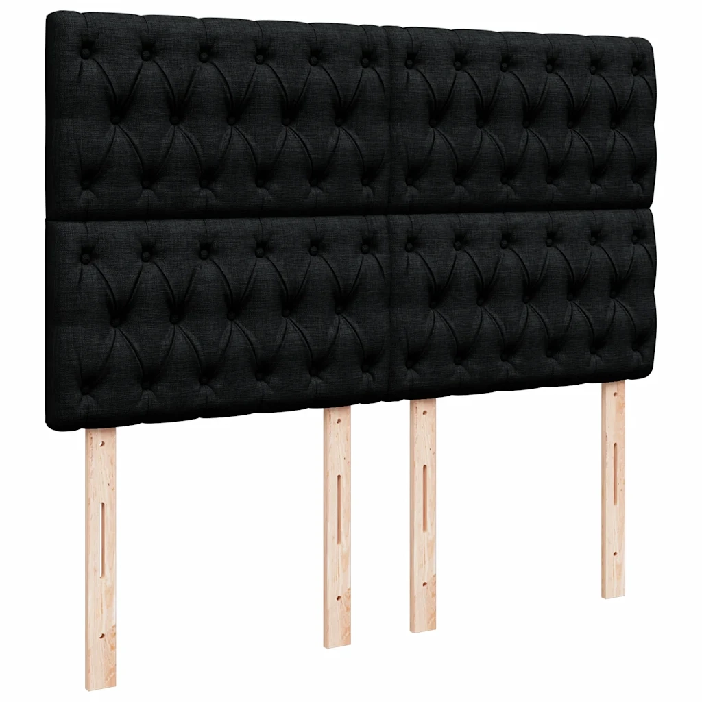 Struttura Letto Pouf con Materasso Nero 140x190 cm in Tessuto 3314088