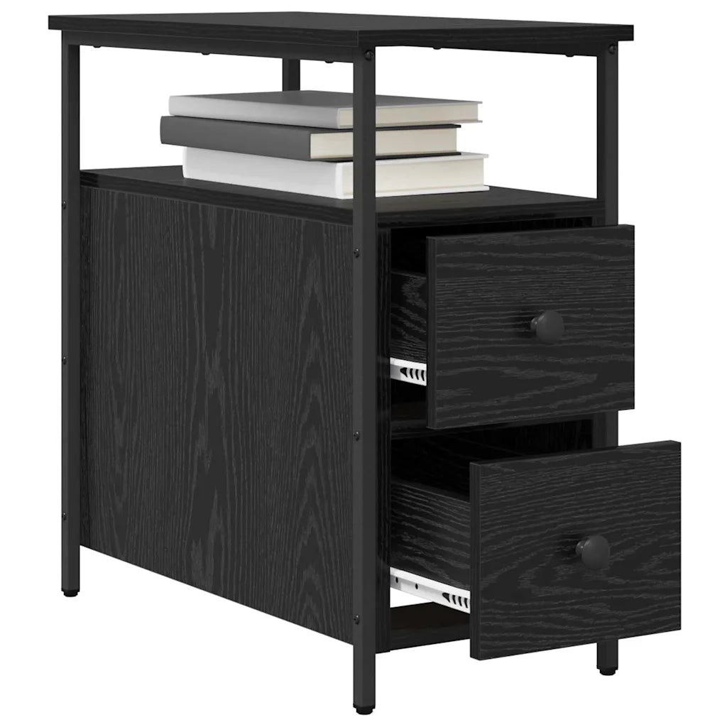 Set di 2 Comodini | Armadio da Notte | Mobiletto da notte con cassetto Rovere nero 30 x 60 x 60 cm