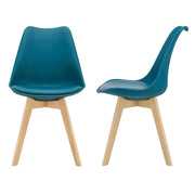 Set di 2 sedie da pranzo/cucina in stile scandinavo plastica sintetica faggio 81 cm turchese 03_0002774