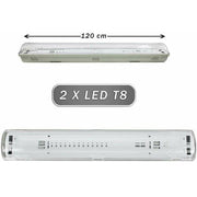 Trade Shop - Plafoniera Stagna 2 Neon Led Tubo T8 G13 120 Cm Da Parete Soffitto Ip65 T8-120s -