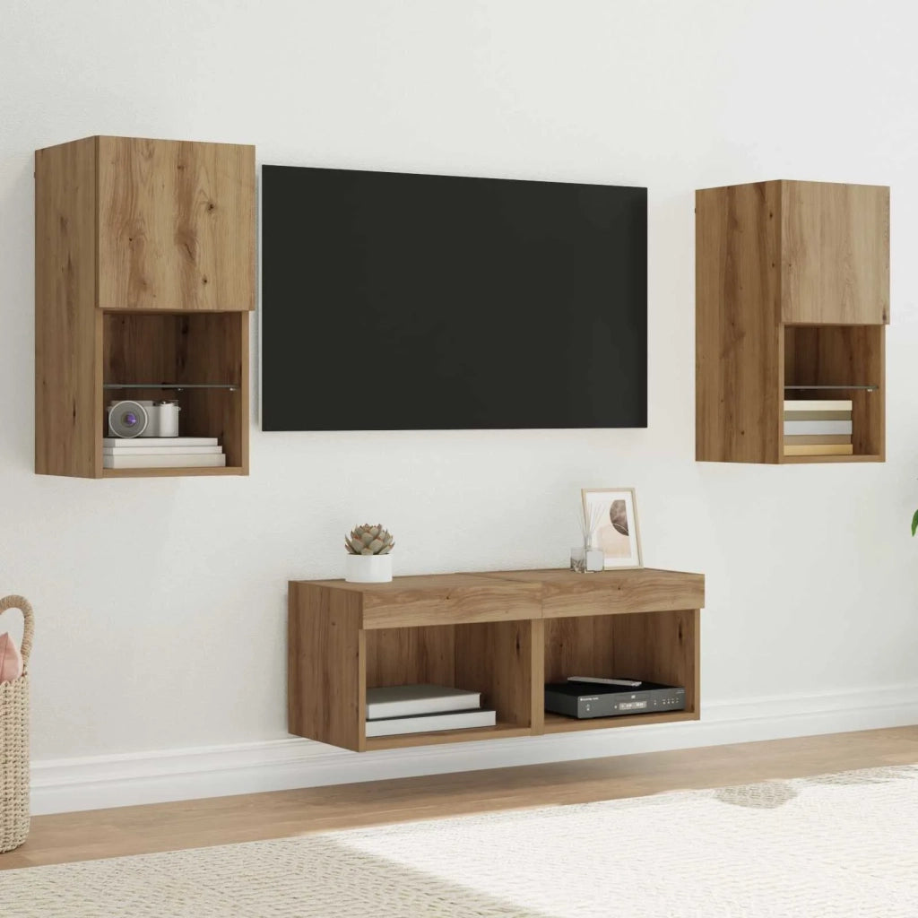 Mobiletti TV da Parete 4 pcs Rovere artigianale 3402915