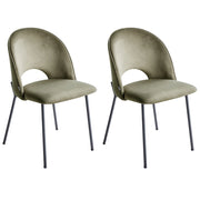 Set di 2 sedie da pranzo rivestimento in velluto verde gambe nere glamour retrò