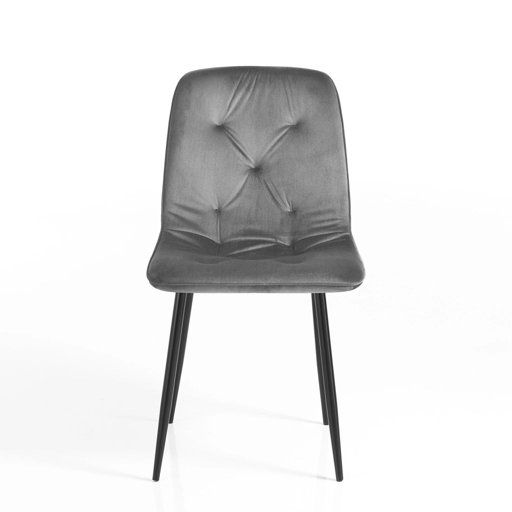 Sedia BRITT GREY in tessuto grigio con struttura in metallo nero