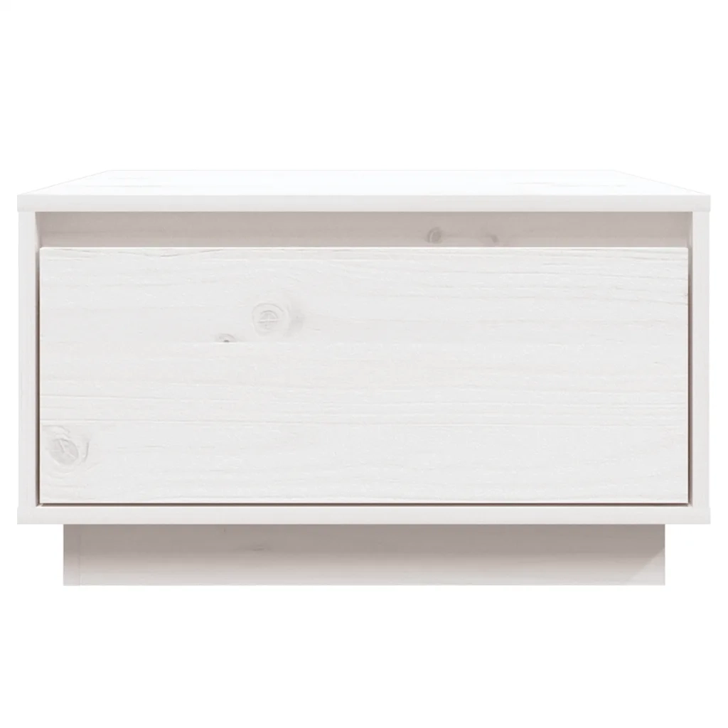 Tavolino da Salotto Bianco 55x56x32 cm Legno Massello di Pino 813406