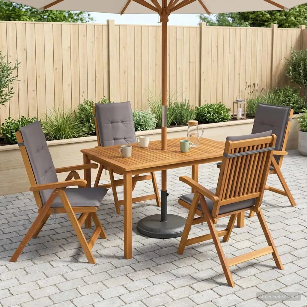 Set da pranzo da giardino 5 pezzi Naturale 3434567