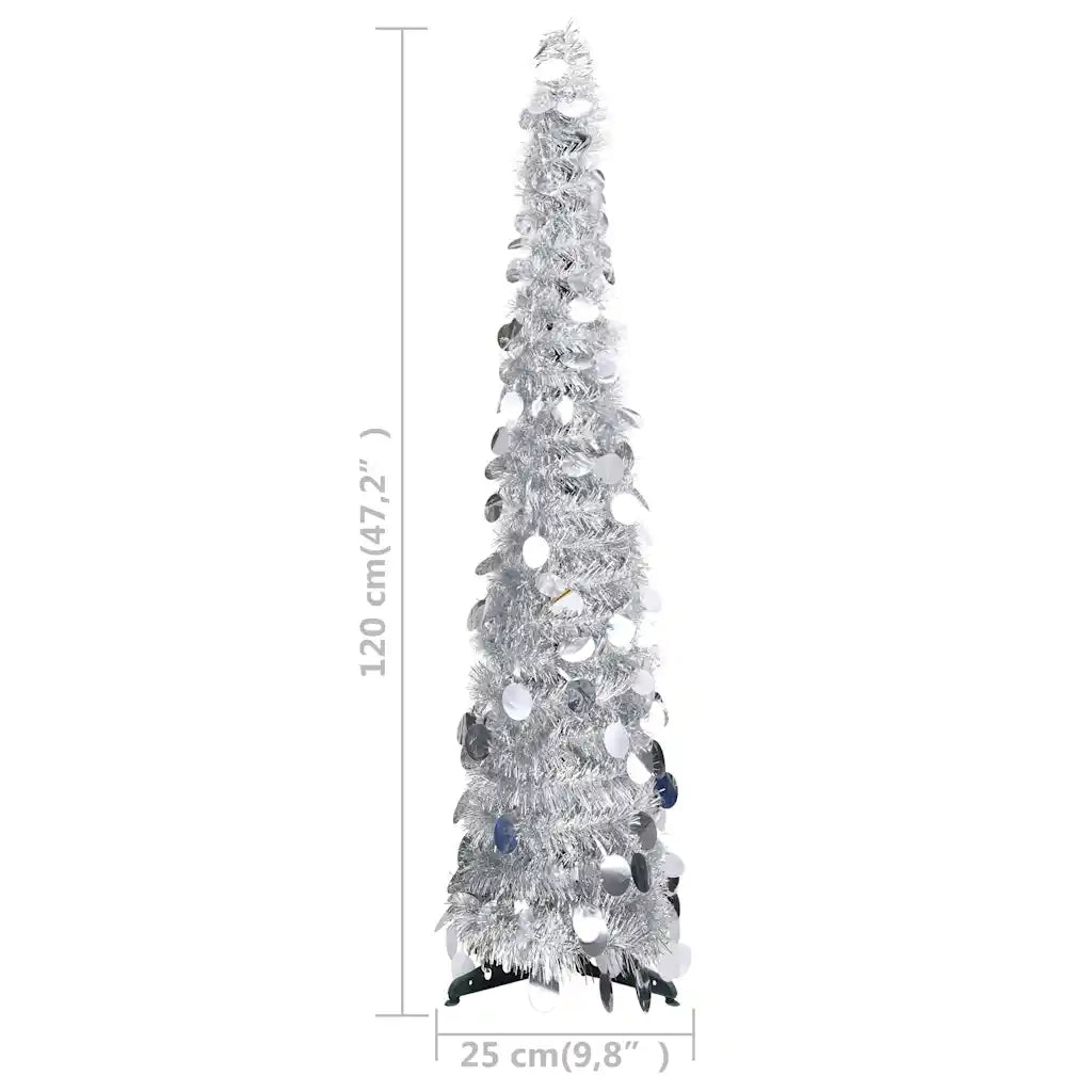 Albero di Natale Artificiale-Albero Natalizio Apribile Argento 120 cm PET