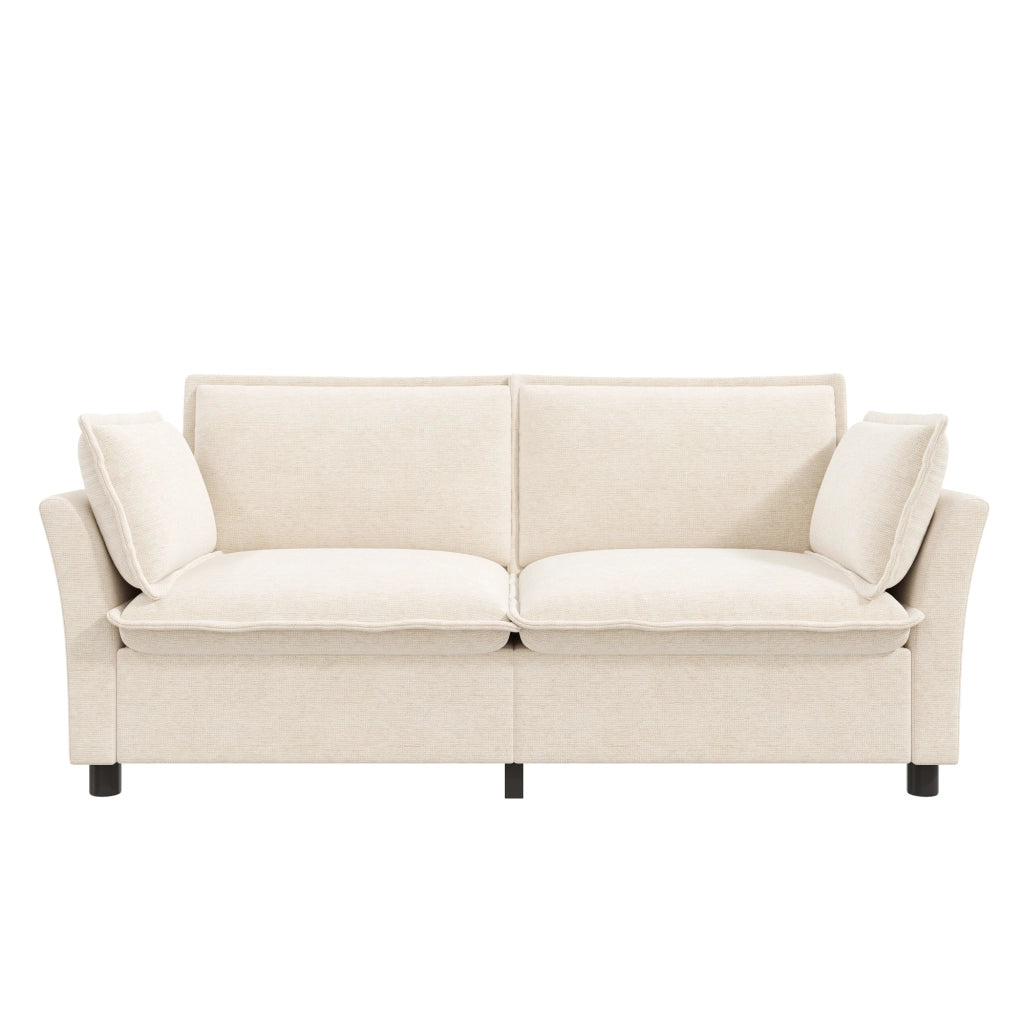 DIVANO Modulare 3+2 posti 220/155 cm Chenille Beige Set da 2 pezzi