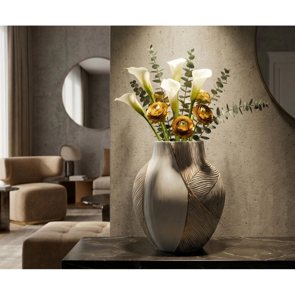Vaso Decorativo VKH1032, Bianco, Poliresina, 27x11,5x31 cm