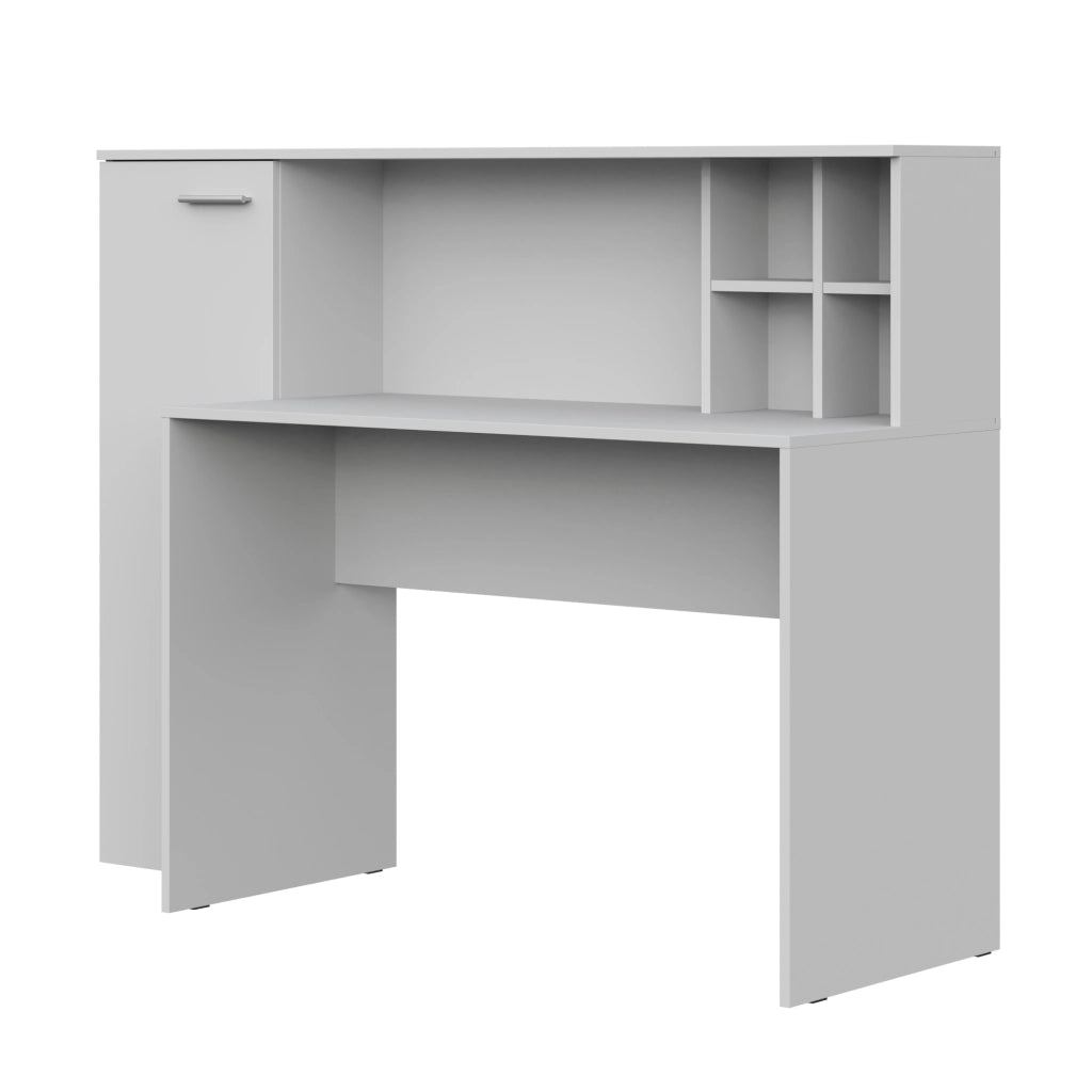 Scrivania FAUSKE - Spaziosa - Con Armadietto - Bianco - Larghezza 153 cm, Altezza 116 cm, Profondit? 54 cm