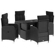 Set da pranzo per esterni 5 pcs Nero polyrattan
