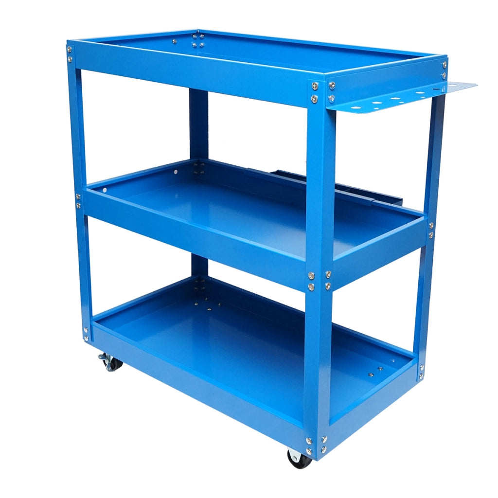 Carrello metallico su ruote con 3 ripiani per attrezzi 660x360x730mm.