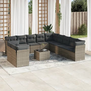 Set Divani da Giardino 12 pz con Cuscini Grigio in Polyrattan