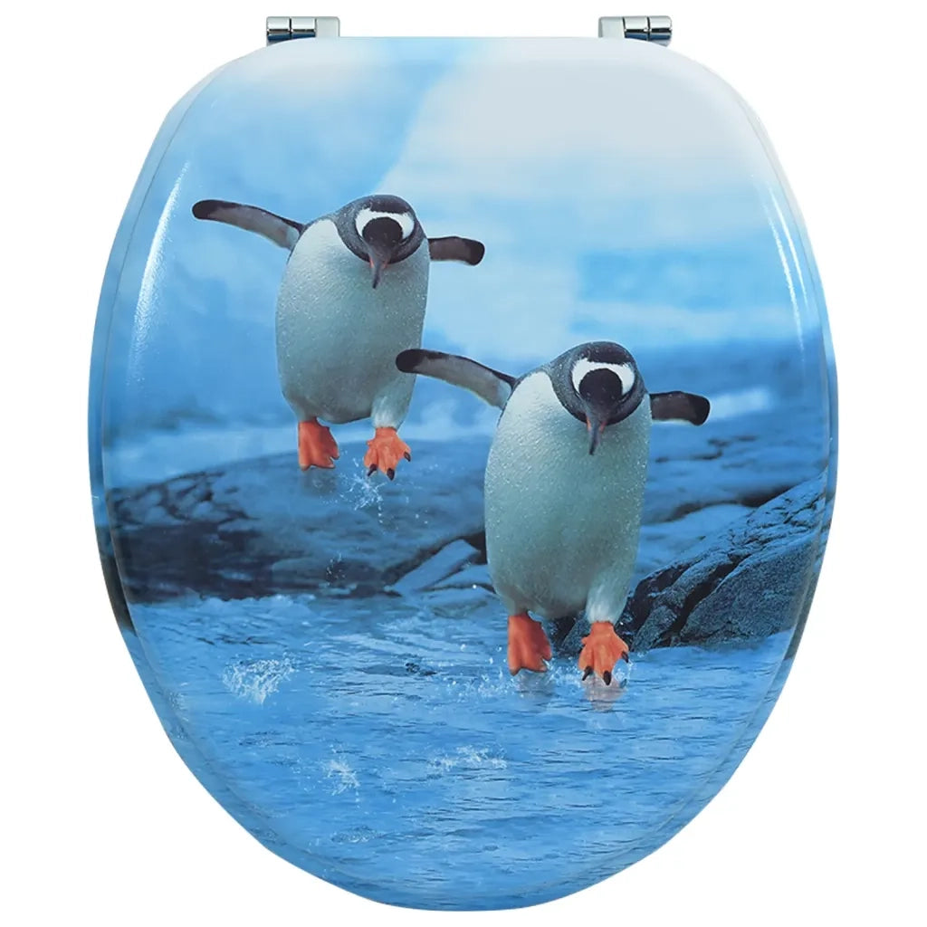 Tavoletta WC con Coperchio MDF Design Pinguino cod mxl 73254