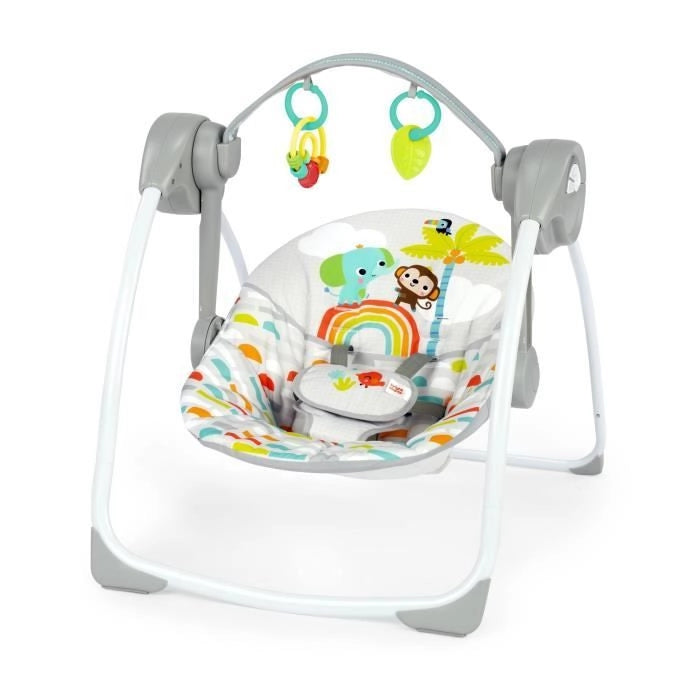 INIZI BRILLANTI Altalena portatile Playful Paradise, compatta e automatica con musica, dalla nascita