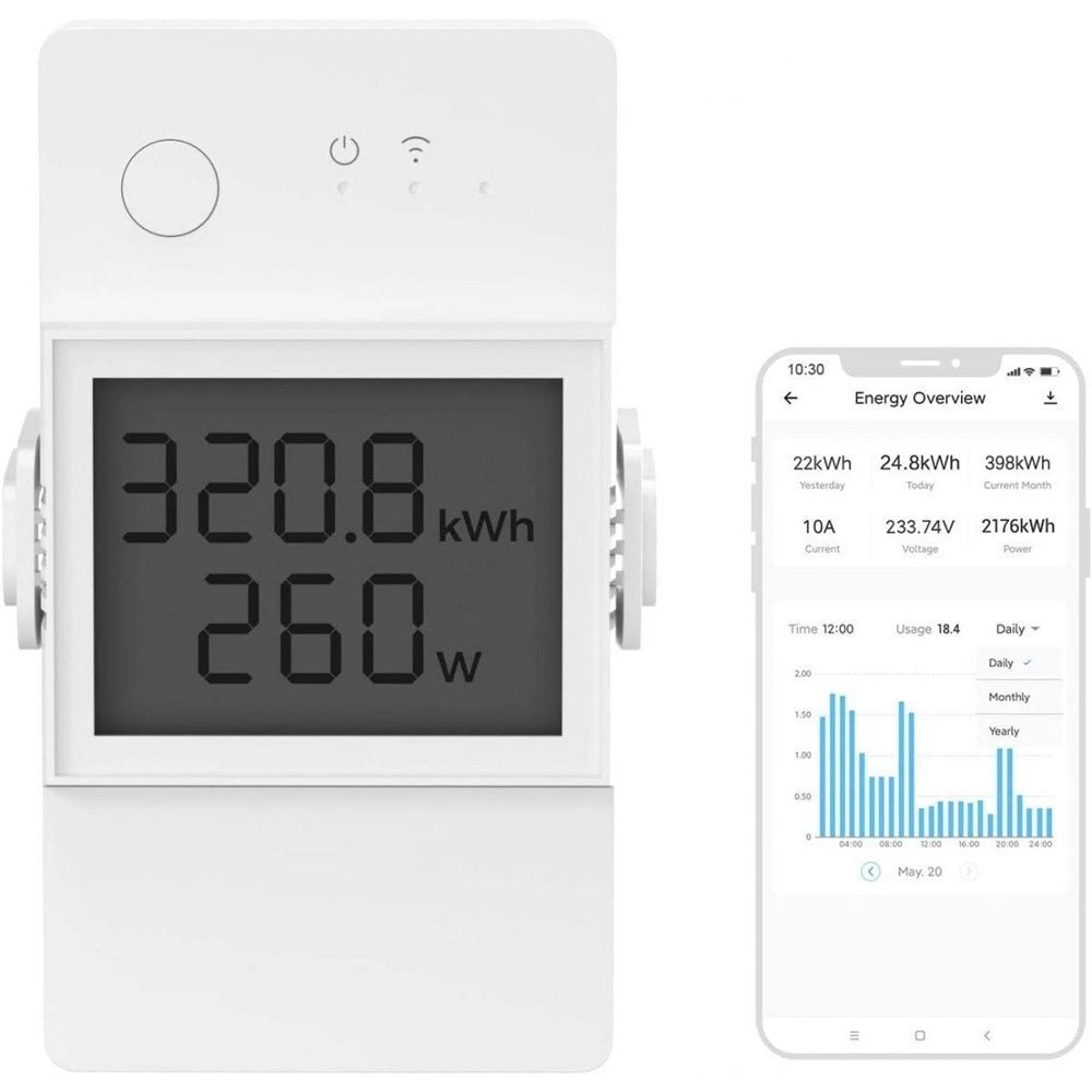 Trade Shop - Interruttore Intelligente D'élite Misuratore Consumo Potenza 20a Sonoff Powr320d -