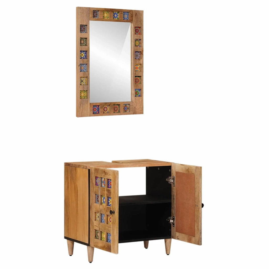 Set di mobili per il bagno Montaggio a parete 2 pcs Naturale 3310096