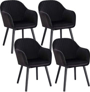 Set di 4 divani da pranzo in velluto con schienale - divano da pranzo, poltrona, divano, divano relax - 40x40x81 cm - Nero