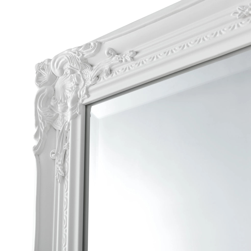 Specchio da Parete Livorno Stile Barocco Montaggio Verticale o Orizzontale 132x42 cm Bianco [en.casa]