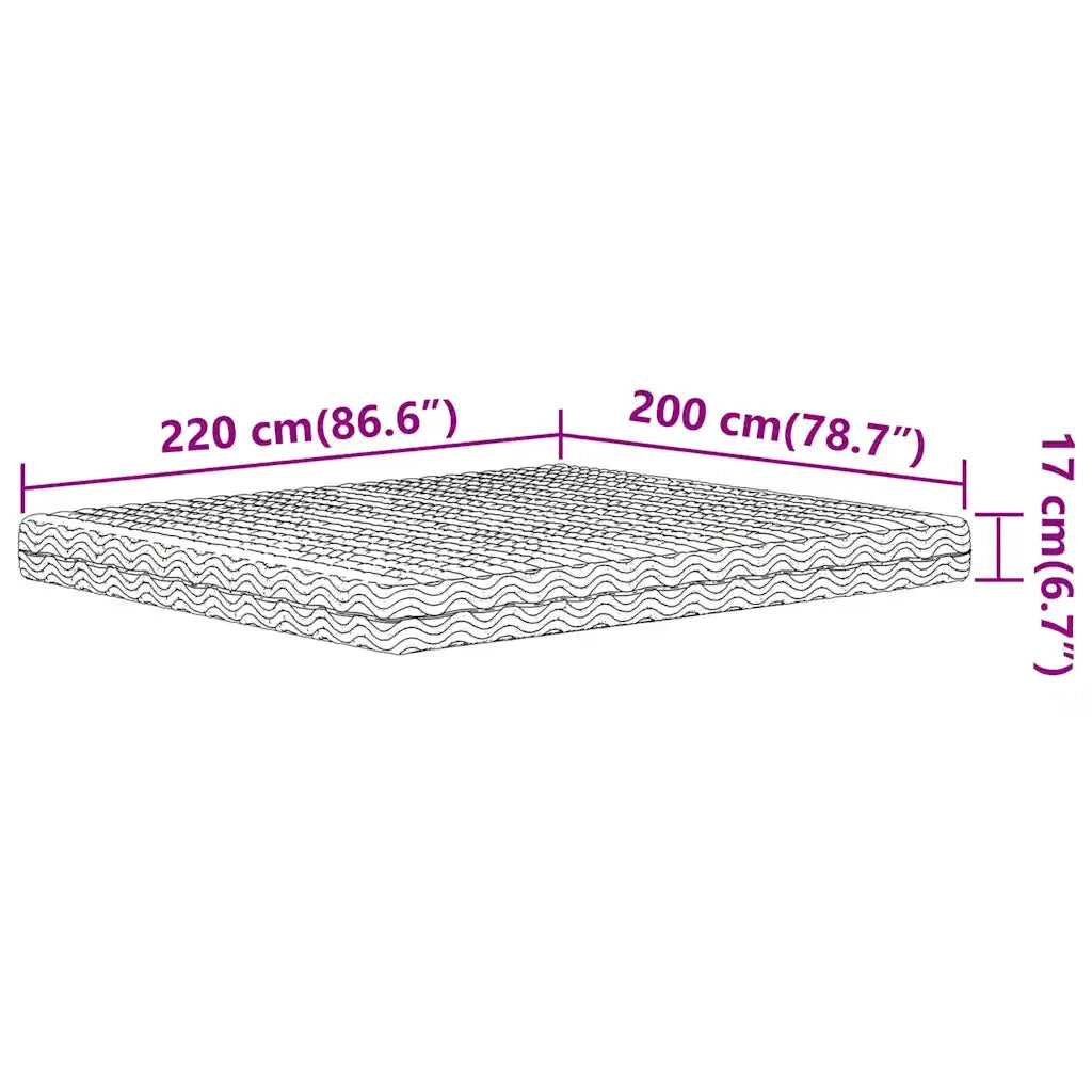 vidaXL Materasso in Schiuma Bianco 200x220cm Durezza H2 H3