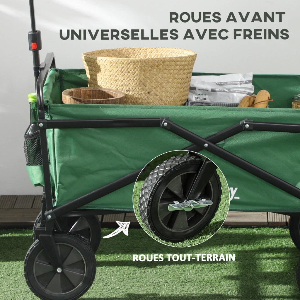 Carrello Trasporto Pieghevole ¨C zephmum ¨C Verde Scuro 83x50x99 cm