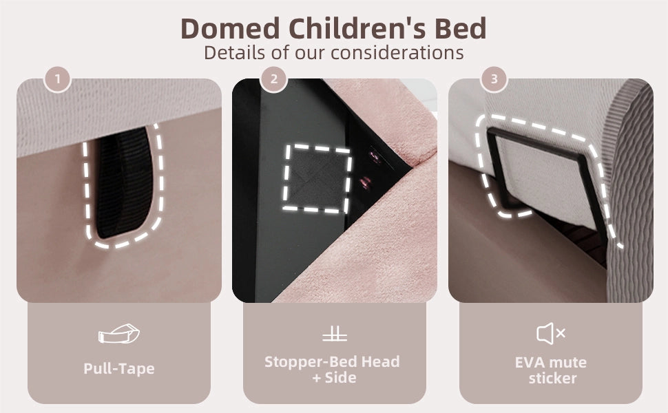 DESMIU Letto Contenitore Singolo con Vano Idraulico 90 × 190 cm senza Materasso in Velluto Rosa