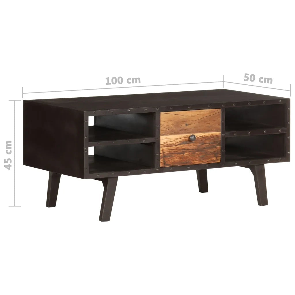Tavolino da Salotto-Tavolino da soggiorno-Tavolo 100x50x45 cm in Legno Massello di Recupero