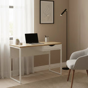 Scrivania Agave, Scrittoio multiuso, Tavolo per ufficio porta PC, Piano di lavoro, 110x48 h77 cm, Bianco