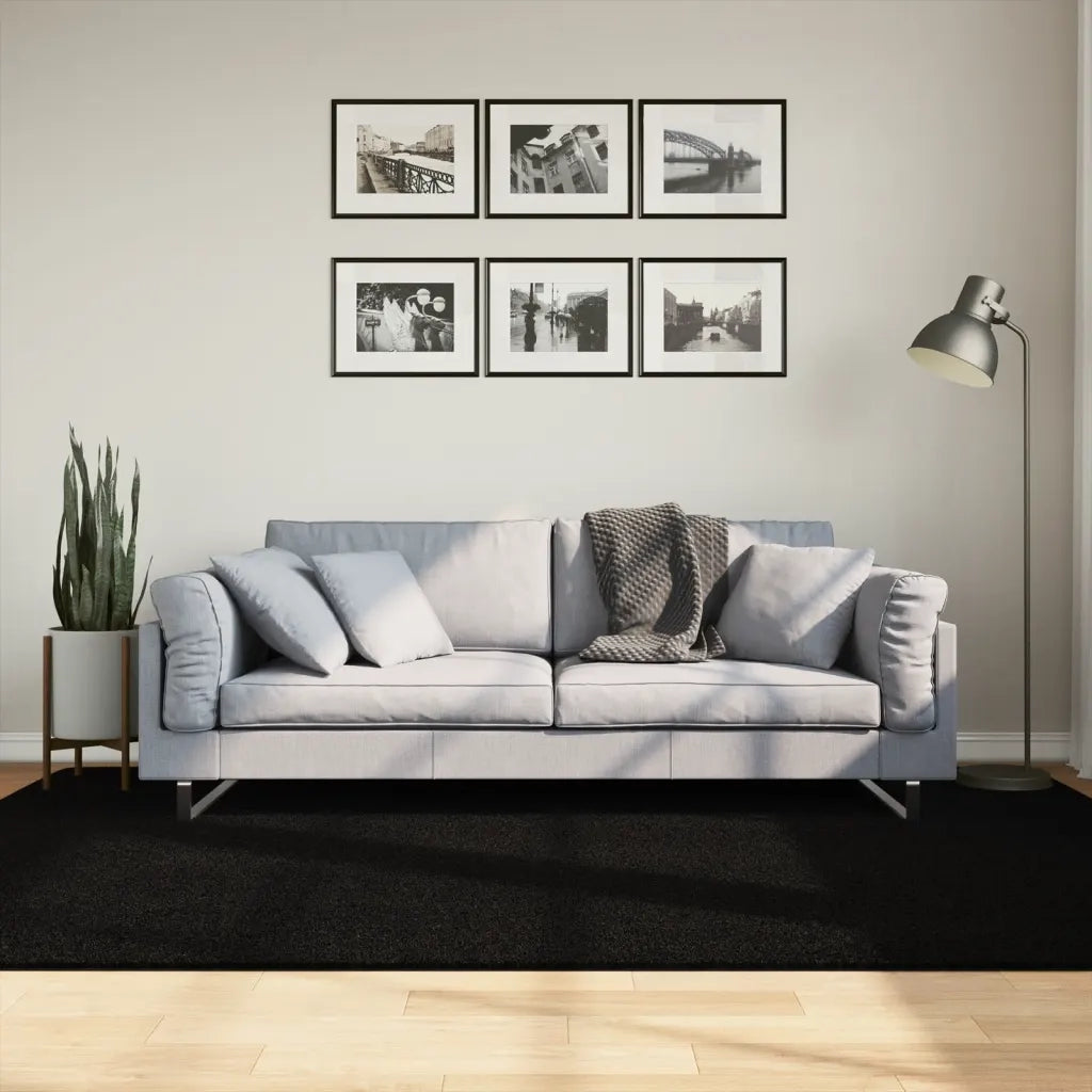 Tappeto del soggiorno | Tappeto a Pelo Corto HUARTE Morbido e Lavabile Nero 160x230cm