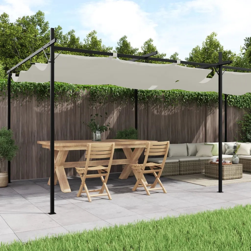 Pergola con Tetto Retrattile Crema 589x292x230 cmcod mxl 131739